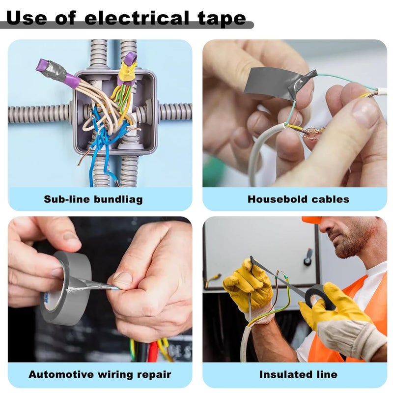 Romeda 9 Pack Electrical Tapes, Electrical Tape Water, Sun, and Oil Resistant, Electrical Tape is Suitable for Most Domestic, Commercial, and Industrial environments - Gray - Image 4